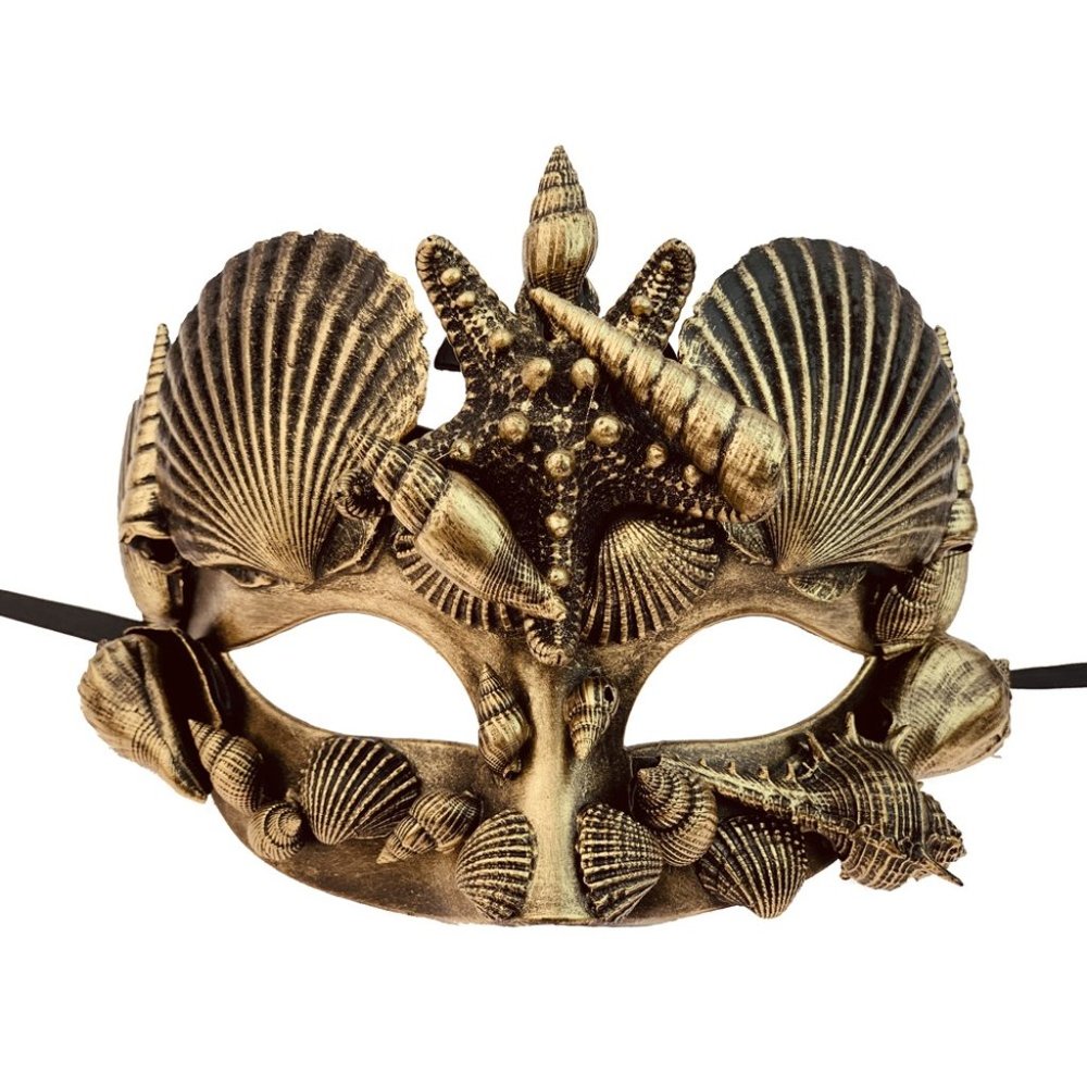 Gold & black Seashell Mermaid masquerade eye mask